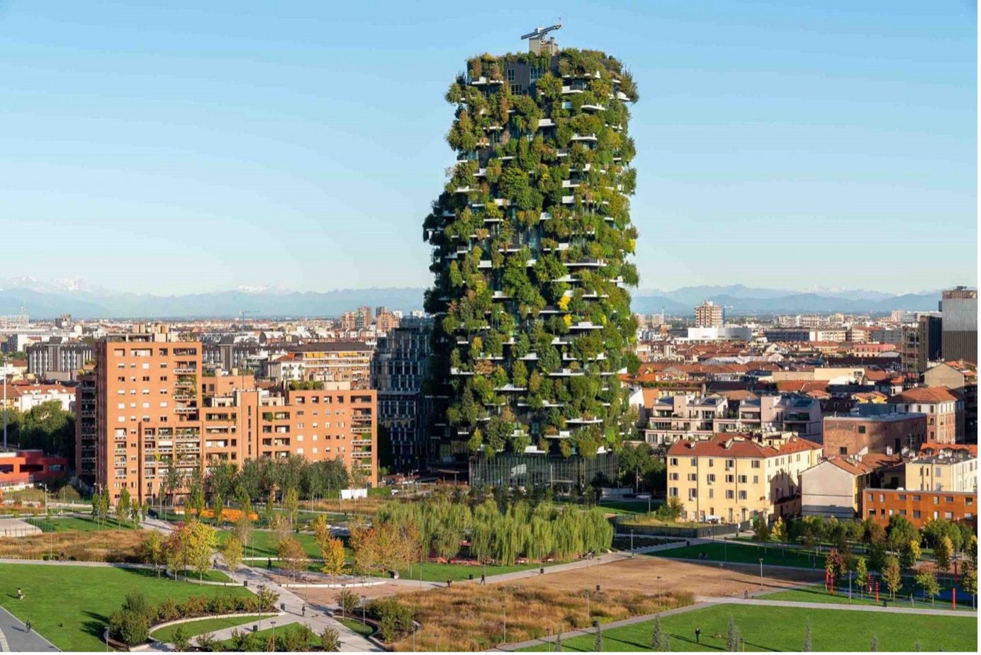 ‘Vertical Forest’ in Milan, Italy, an approach to enable plants and associated pollinators to live alongside humans. Stefano Boeri Architetti
